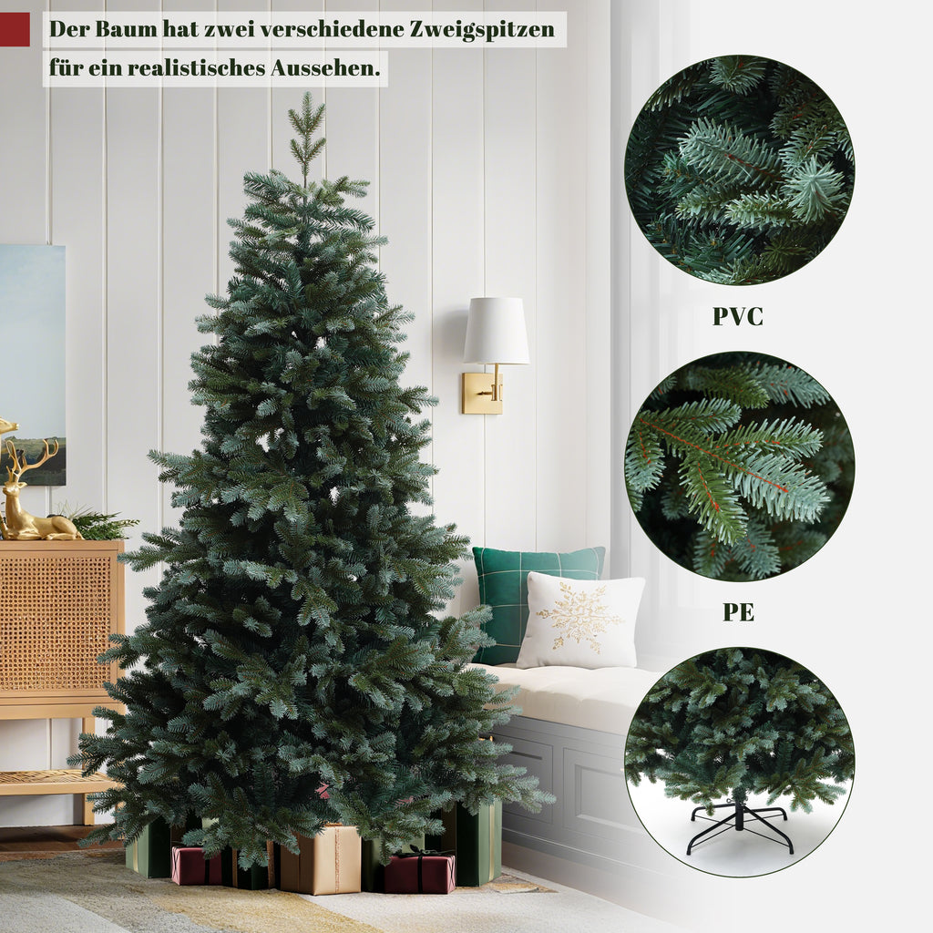 180 cm künstlicher Weihnachtsbaum – Schlanke Naturtanne mit 2239 Zweige (PE+PVC), Ø 118 cm, inkl. stabilem Metallständer