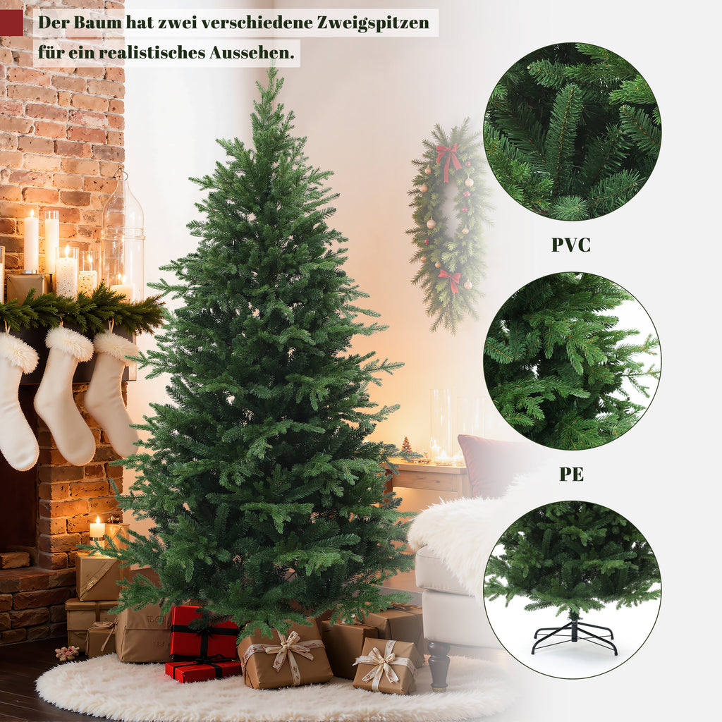 180 cm künstlicher Weihnachtsbaum – Klassisches Design mit 2565 Zweigen (PE+PVC), Ø 120 cm, inkl. stabilem Metallständer