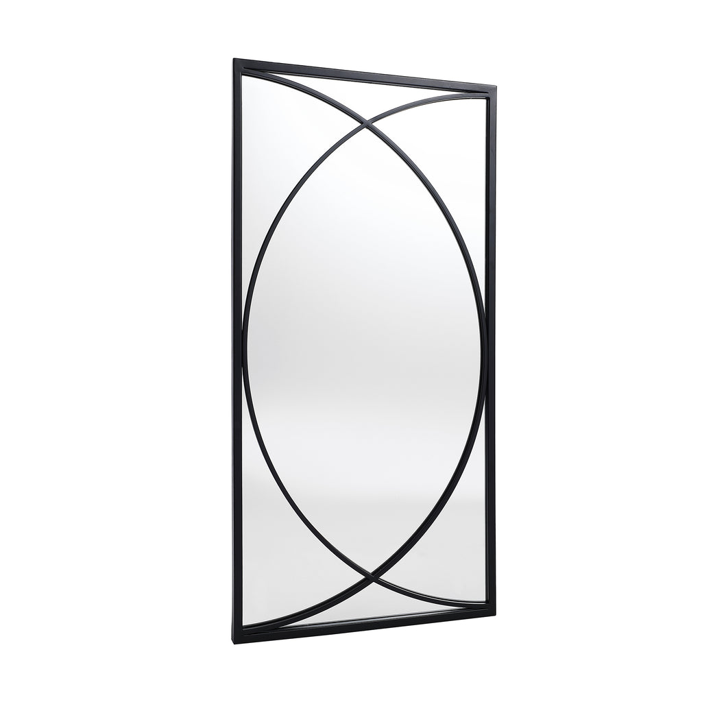 3-teiliges Wandspiegel-Set mit schwarzem Metallrahmen und geometrischem Design