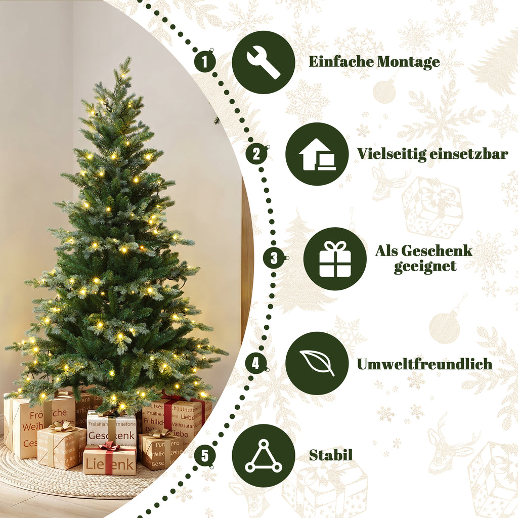 Künstlicher Weihnachtsbaum 150 cm mit Beleuchtung 8 Lichtmodi