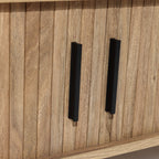 Ovaler Couchtisch mit Stauraum und Holzoptik