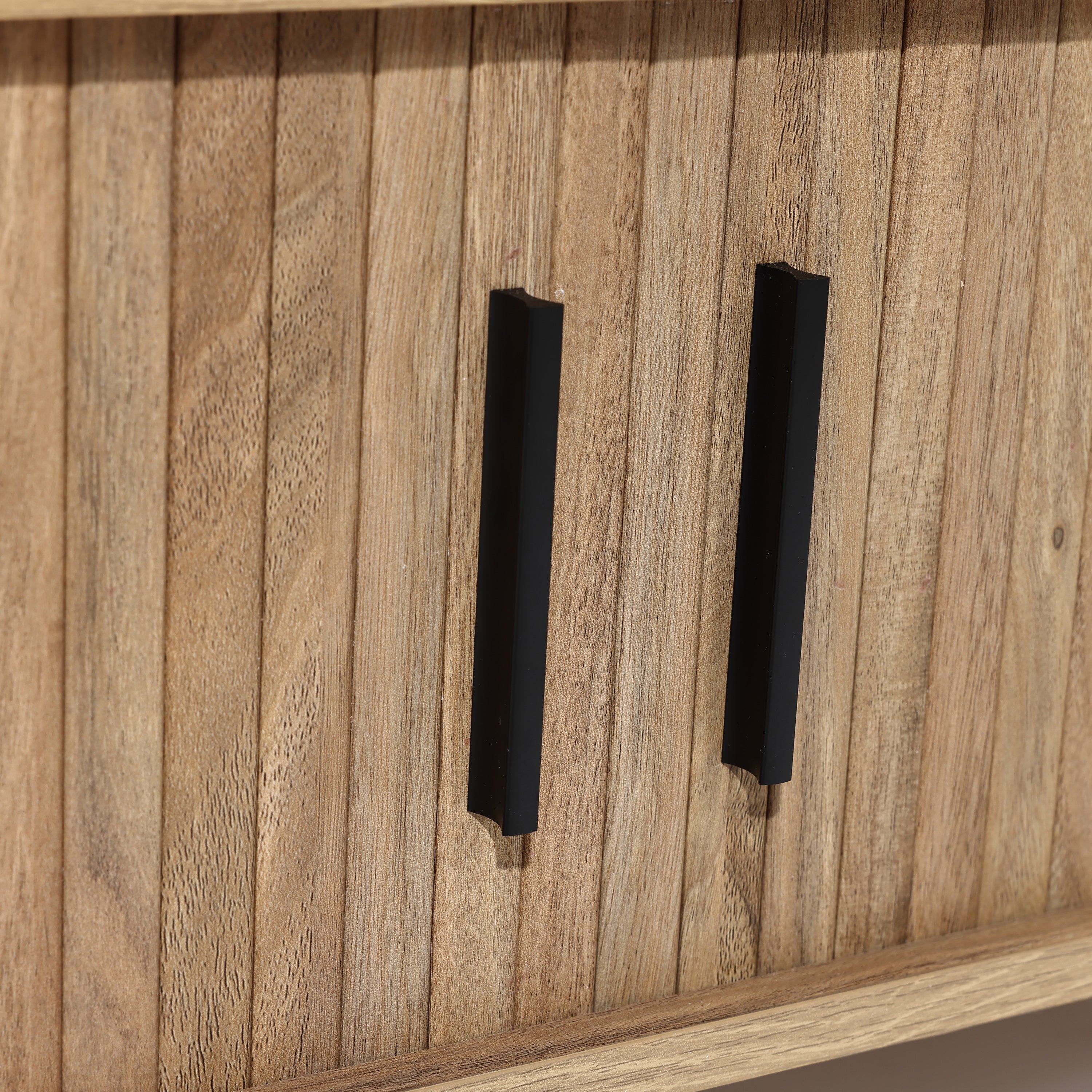 Ovaler Couchtisch mit Stauraum und Holzoptik