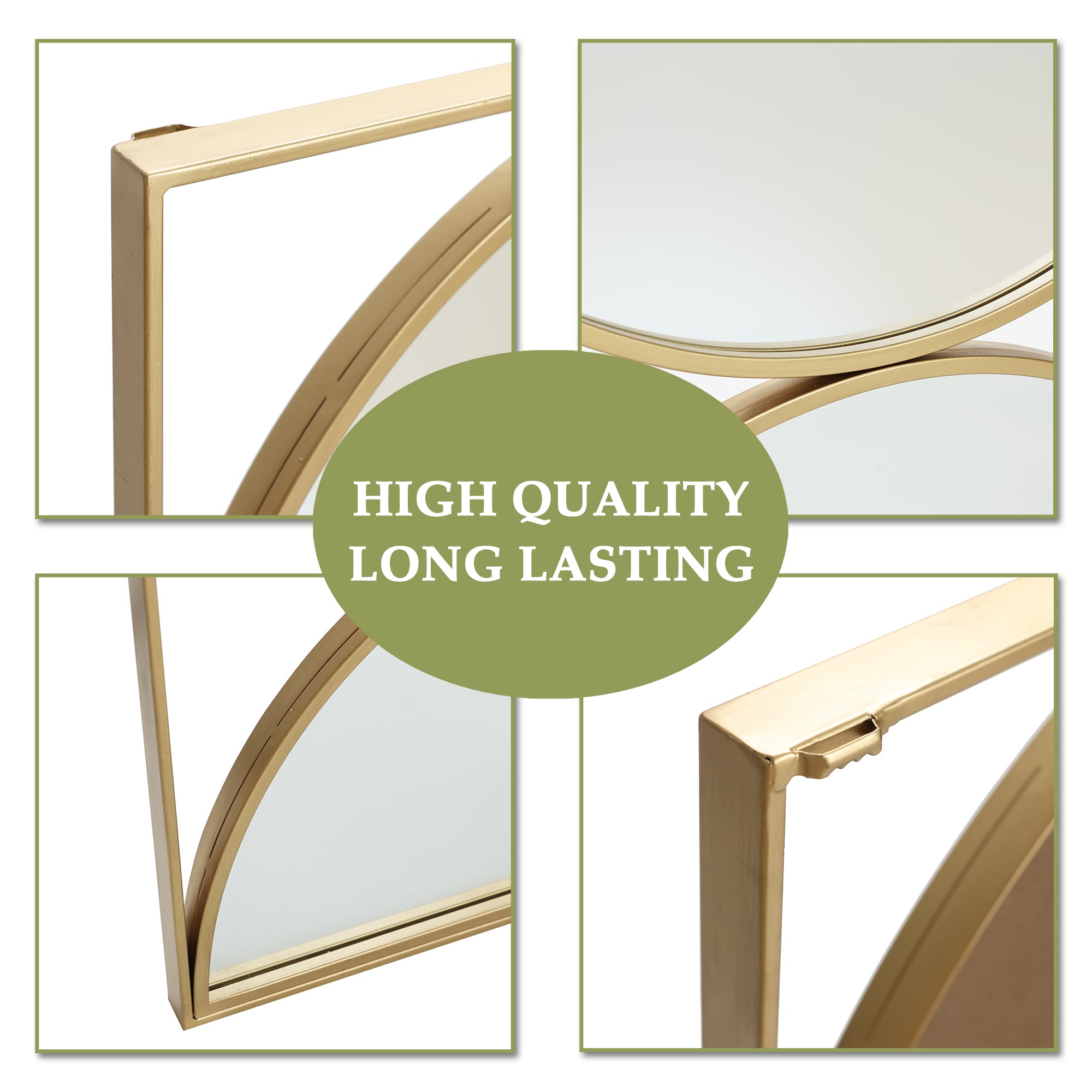 Hochformatiges Geometrisches Metall-Wandspiegel-Set – Moderner Deko-Spiegel mit Goldrahmen