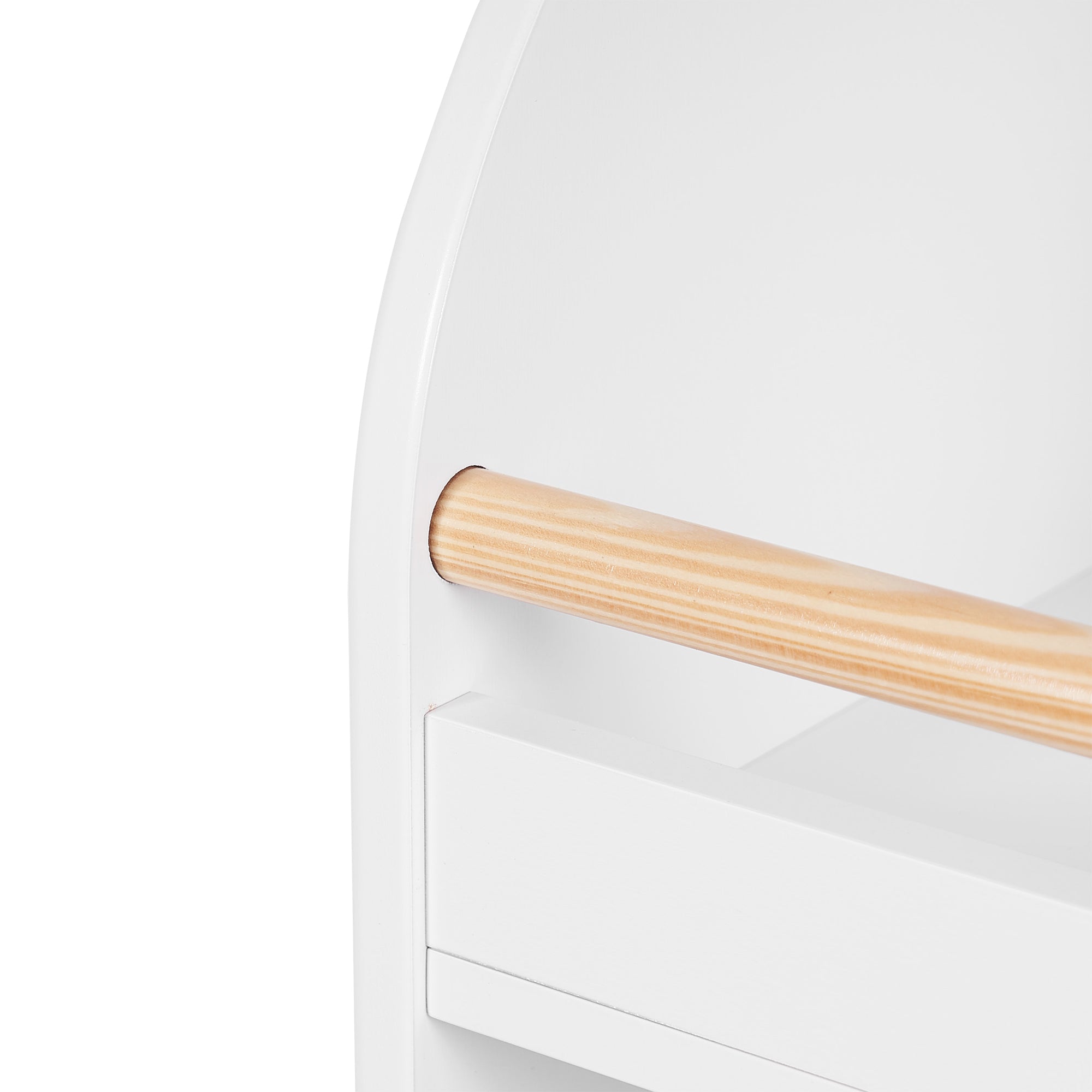 Kinder Bücherregal mit 3 Ablagen und Aufbewahrungskorb, Weiß, Multifunktional