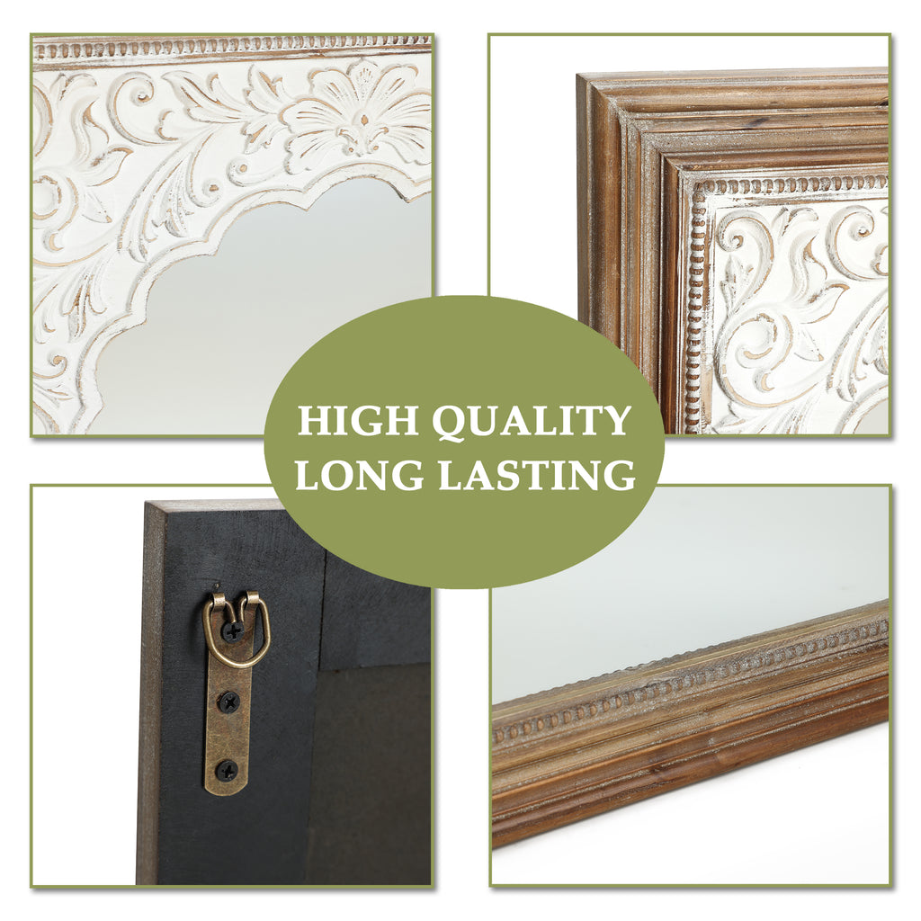 Holz-Wandspiegel mit Schnitzerei – Rustikal-Eleganter Deko-Spiegel