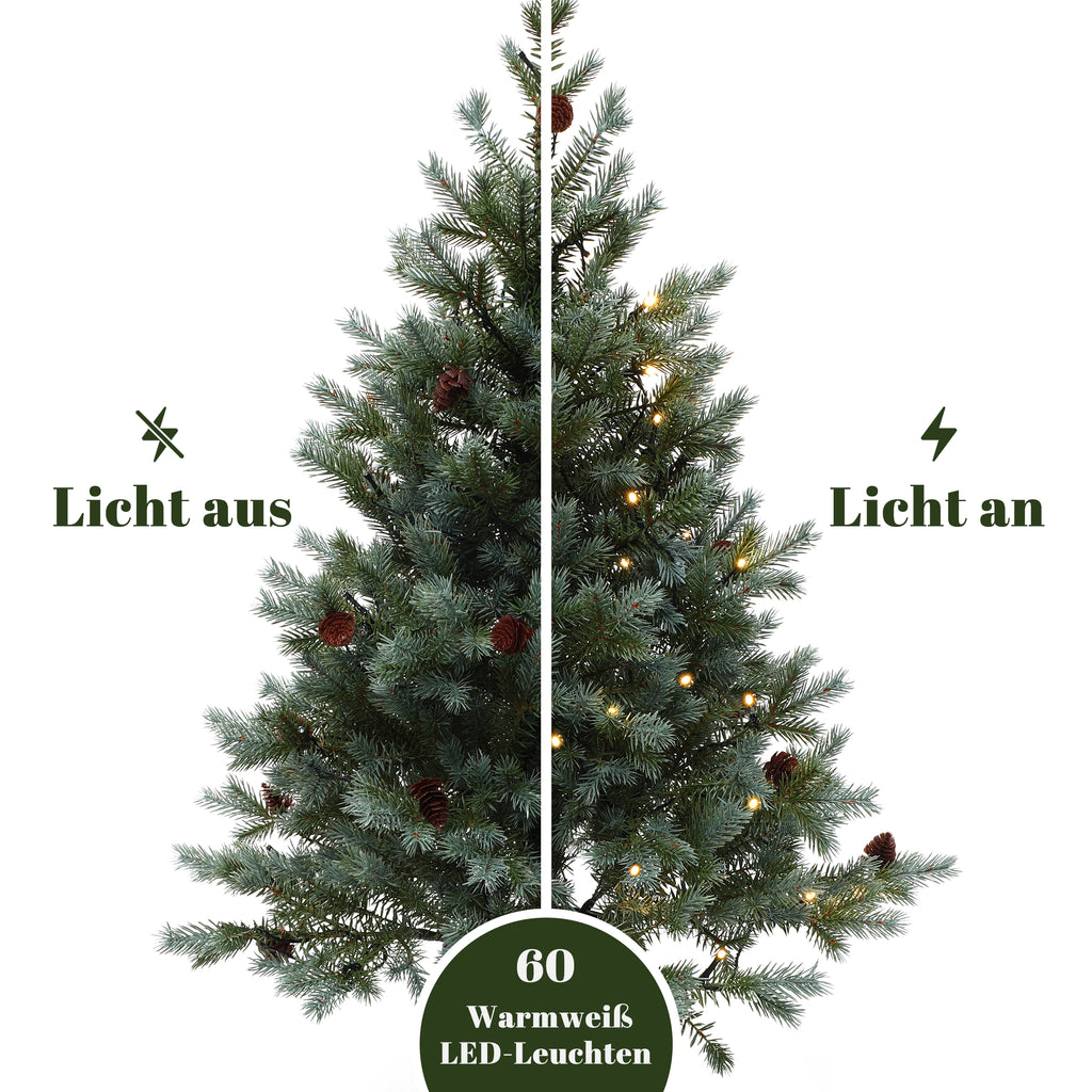 Künstlicher Weihnachtsbaum 90 cm mit Beleuchtung, 9 Lichtmodi