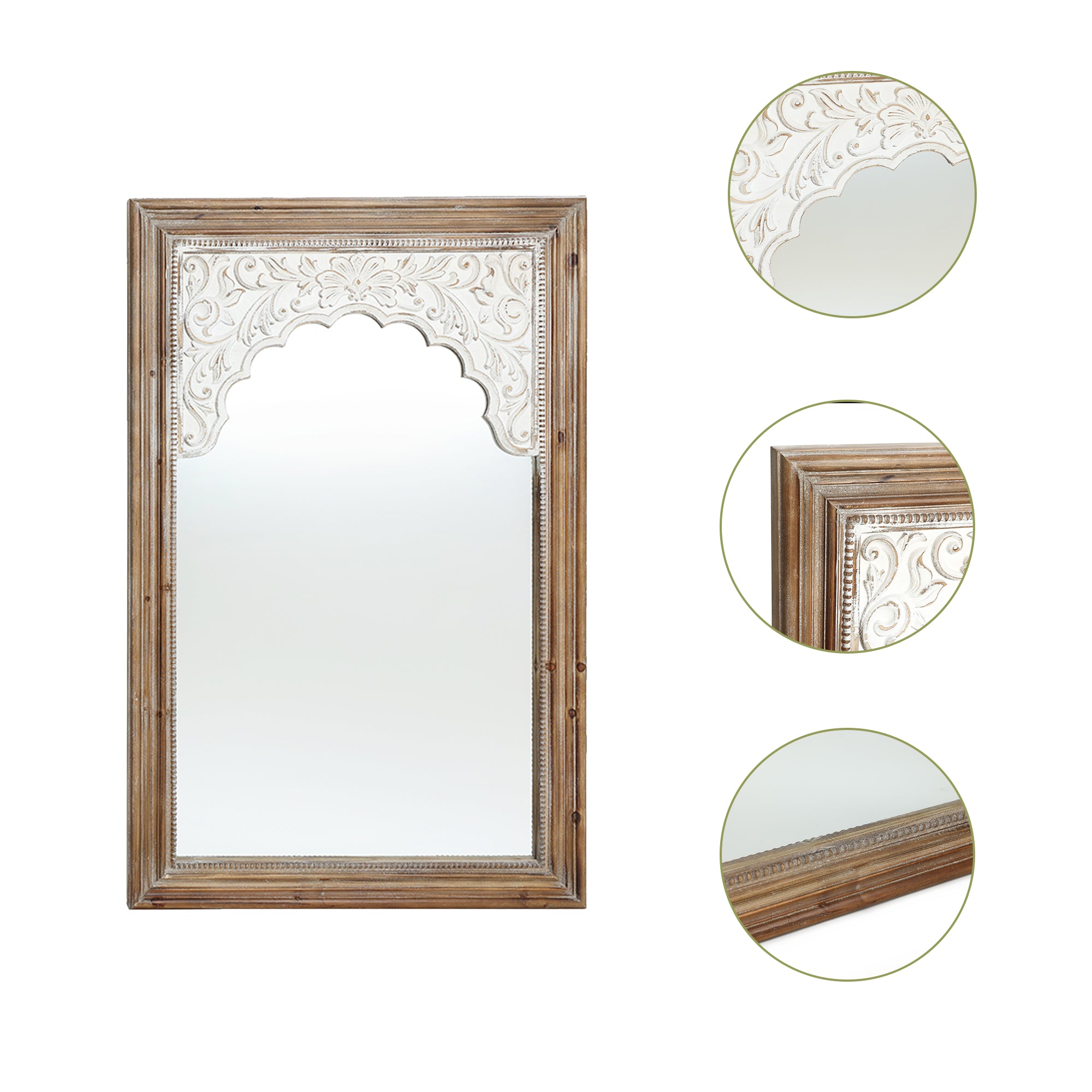 Holz-Wandspiegel mit Schnitzerei – Rustikal-Eleganter Deko-Spiegel