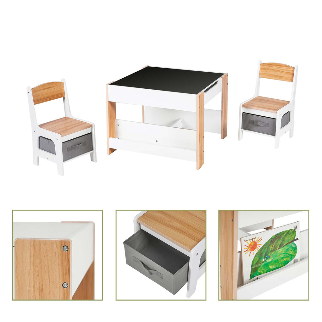 Kinder Tisch- und Stuhlset aus Holz, Weiß, Rechteckig