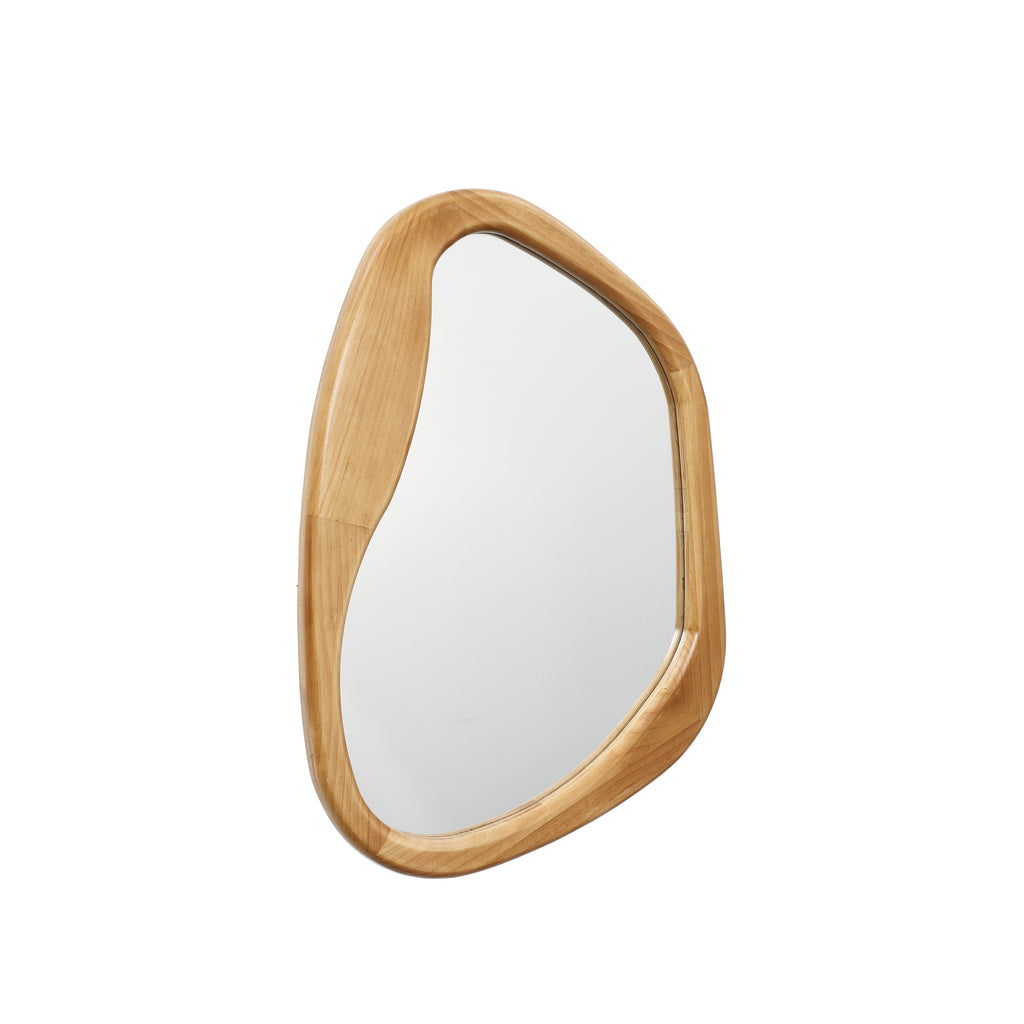Flow Wandspiegel mit Holzrahmen in organischer Form