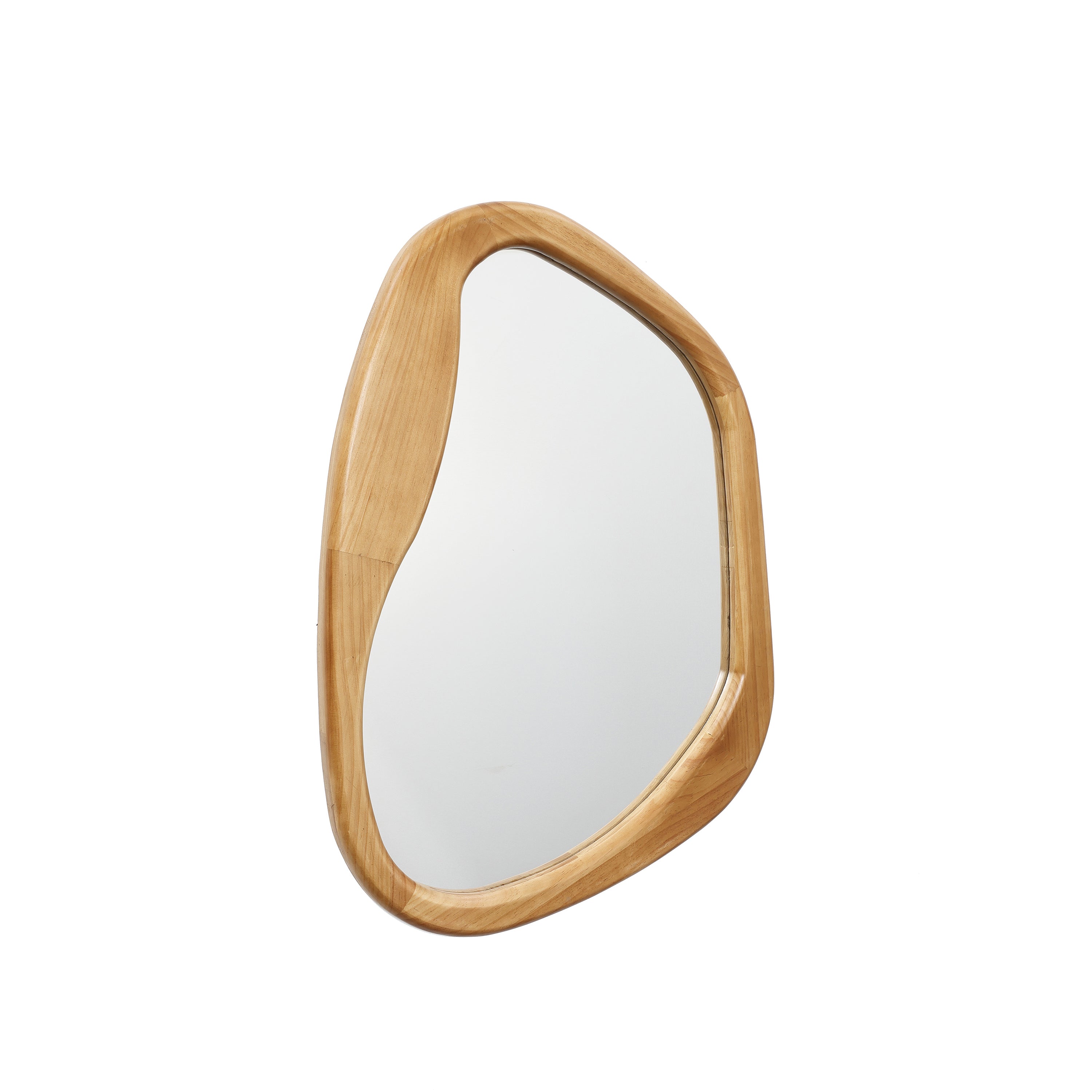 Flow Wandspiegel mit Holzrahmen in organischer Form