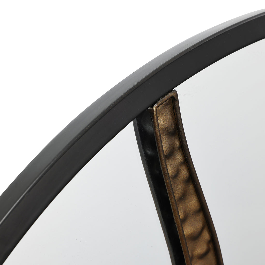 Runder Metall-Wandspiegel mit Goldcrack-Design – Moderner Deko-Spiegel für Wohnzimmer