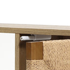 Hängendes Wandregal mit Jutegeflecht-Türen – 107 cm