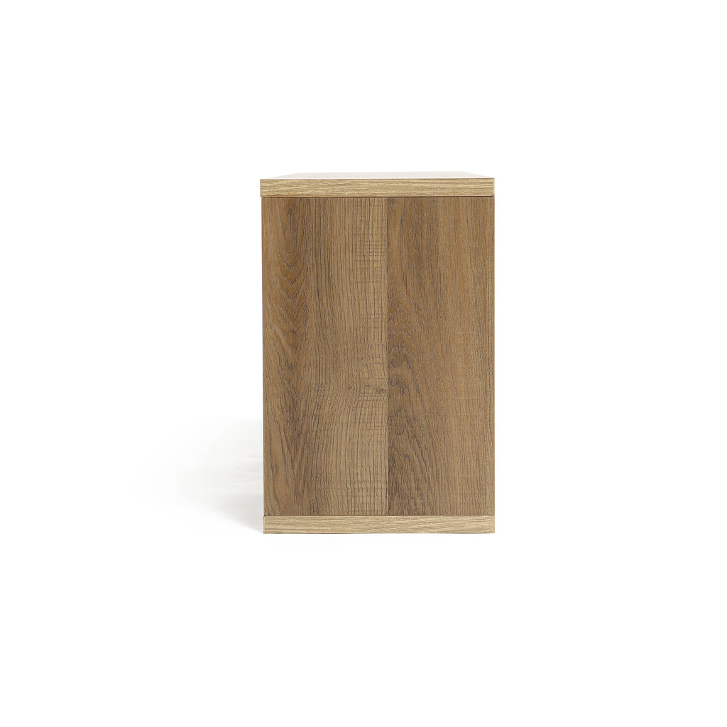 Hängendes Wandregal mit Jutegeflecht-Türen – 107 cm