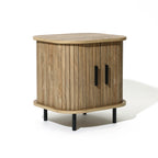 Nachttisch aus Holz im Mid-Century Stil – Beistelltisch mit Rolltür für Schlafzimmer und Wohnzimmer