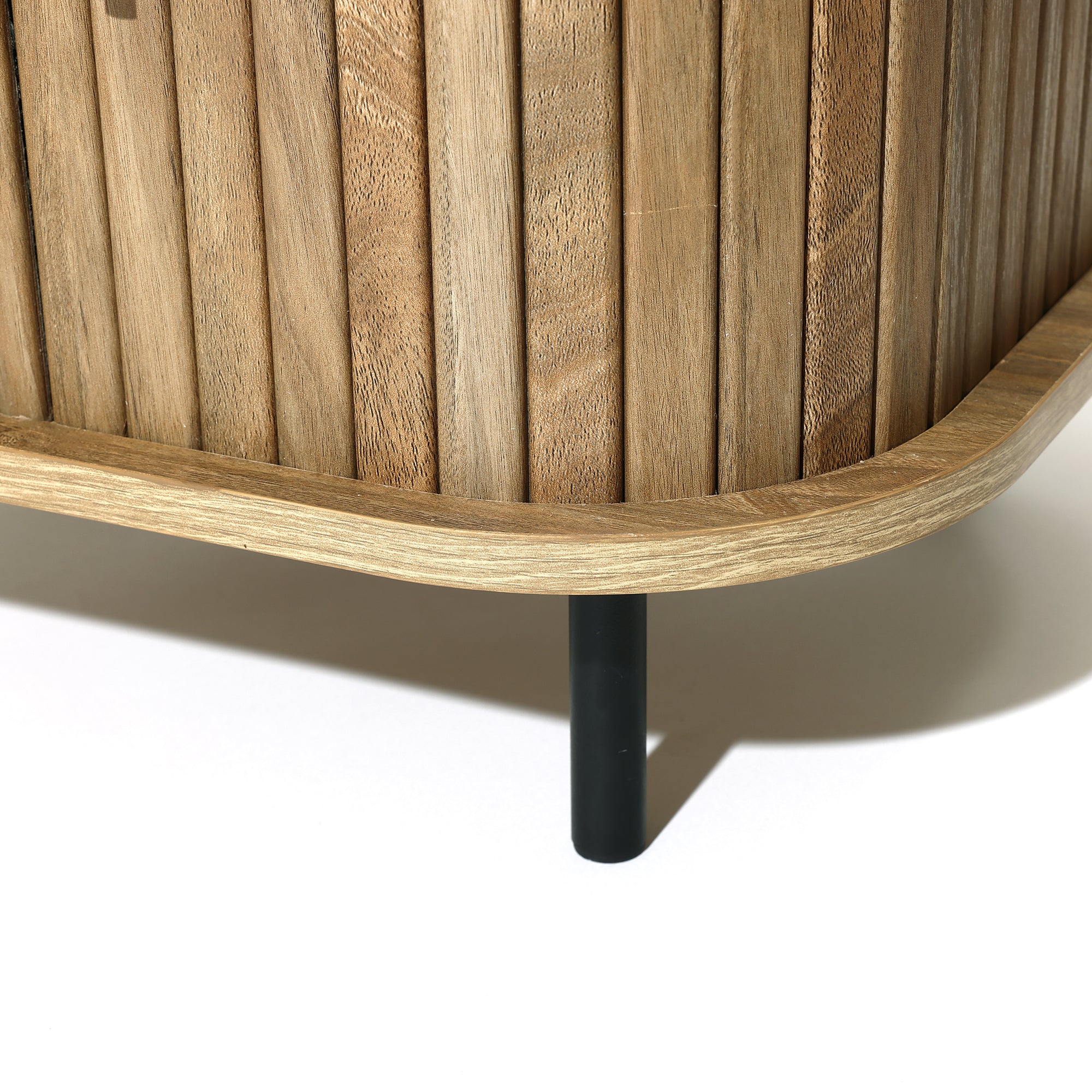 Nachttisch aus Holz im Mid-Century Stil – Beistelltisch mit Rolltür für Schlafzimmer und Wohnzimmer