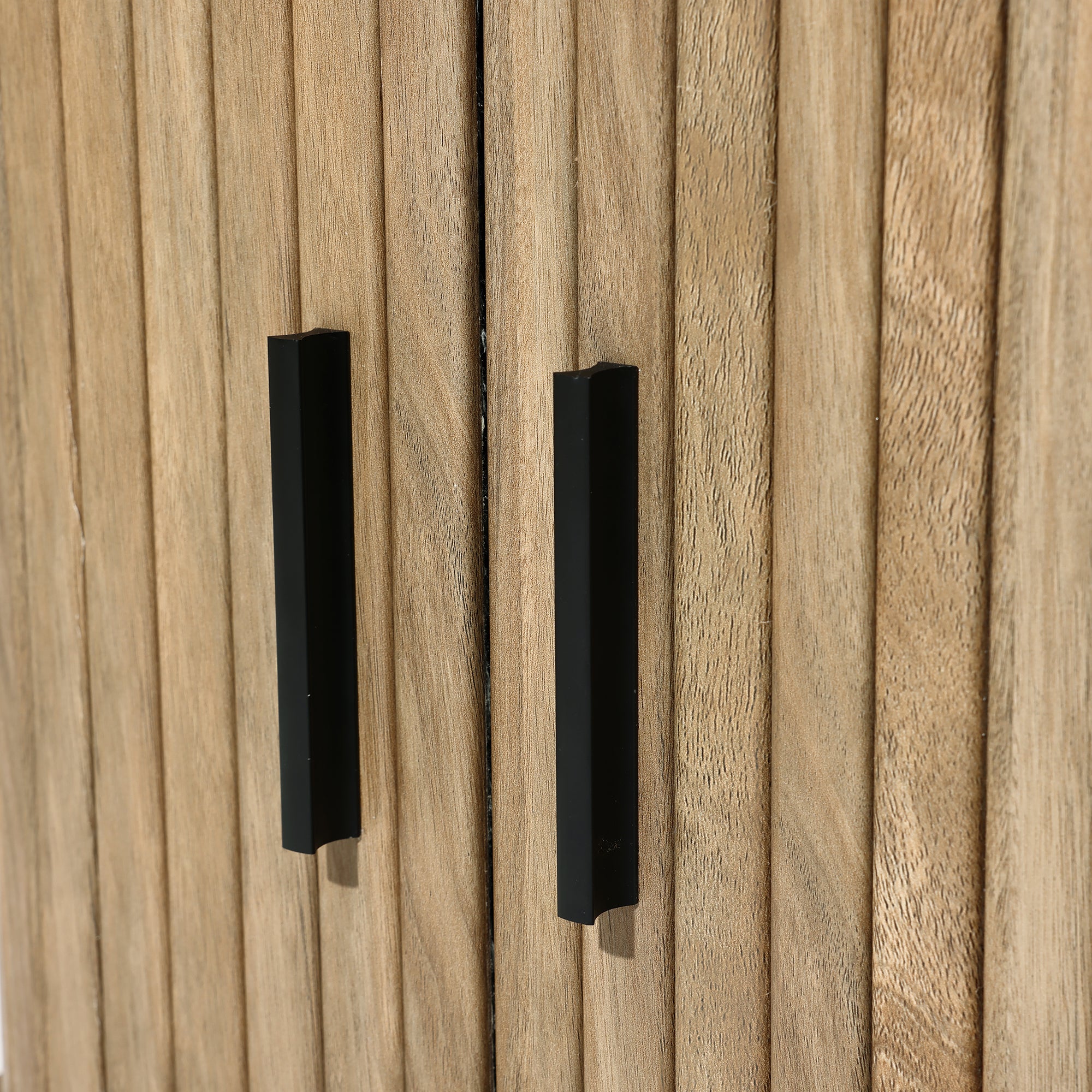 Nachttisch aus Holz im Mid-Century Stil – Beistelltisch mit Rolltür für Schlafzimmer und Wohnzimmer