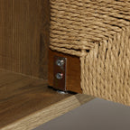 Mid-Century TV-Lowboard 140 cm mit Stauraum und Front mit Jutegeflecht