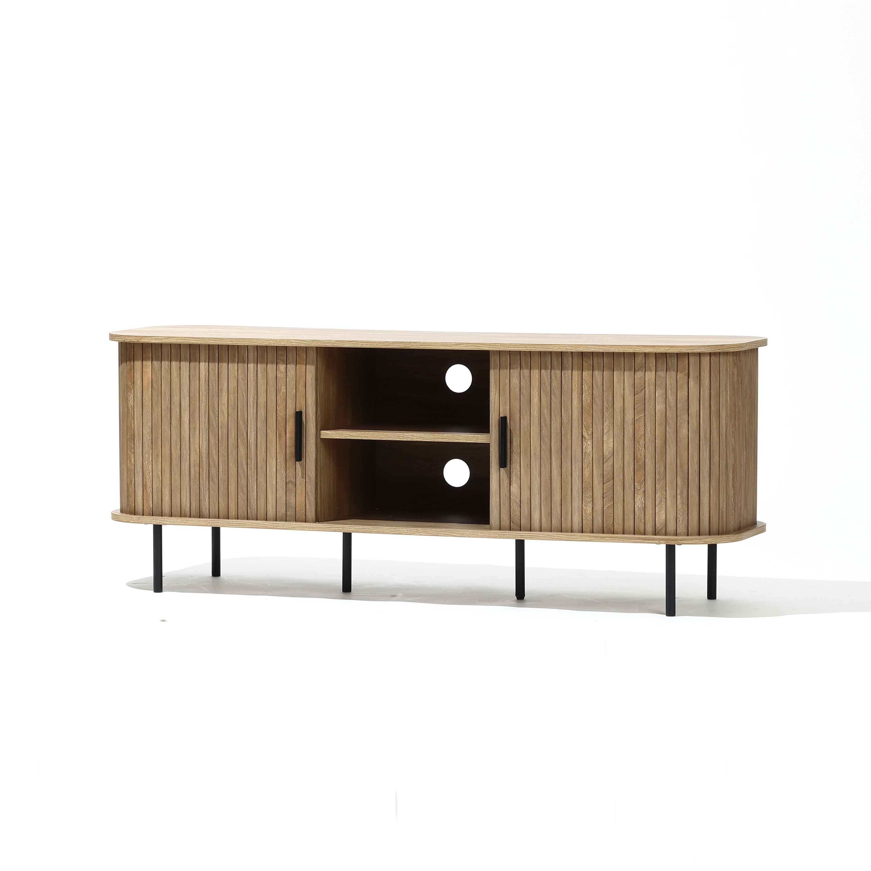 TV-Lowboard mit Schiebetüren und Kabeldurchlass