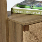 Regal im Vintage-Naturstil aus Holz – Aufbewahrungsregal mit 2 Türen und Flecht-Front