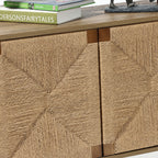 Regal im Vintage-Naturstil aus Holz – Aufbewahrungsregal mit 2 Türen und Flecht-Front