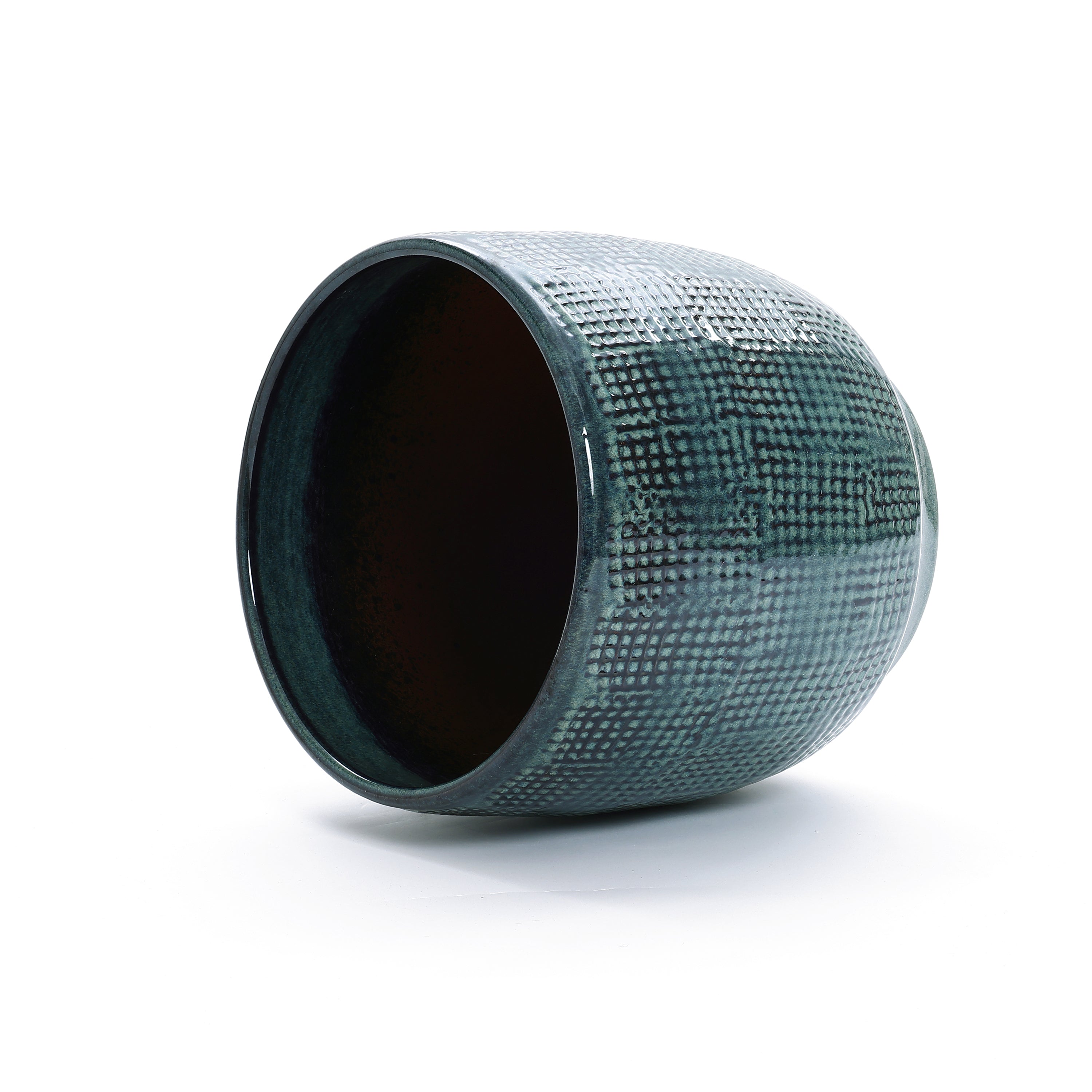 Marina runder Keramik Pflanzentopf, grau glasiert