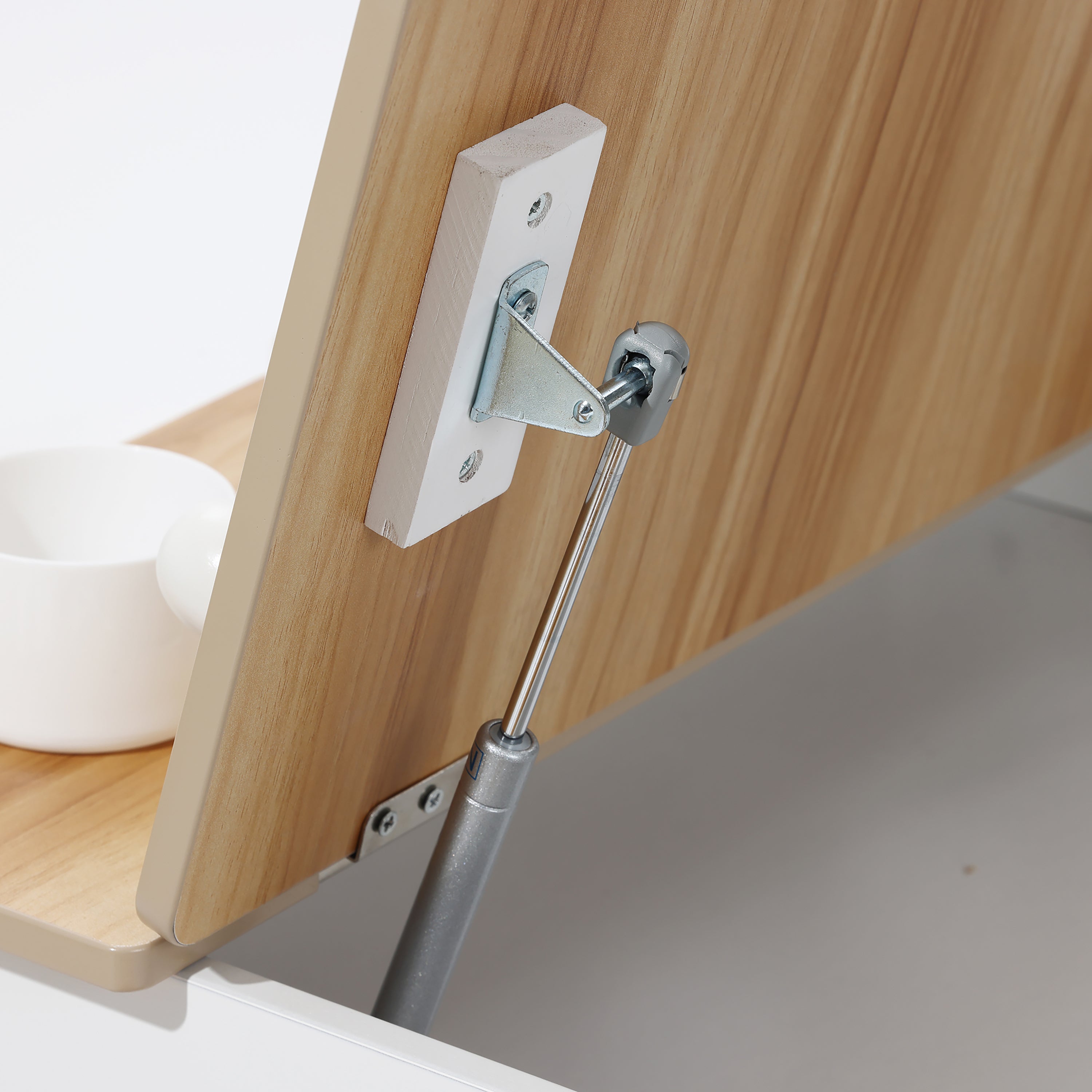 Kindertisch-Set mit 2 Stühlen, Papierrolle und Stauraum, Weiß/Natur