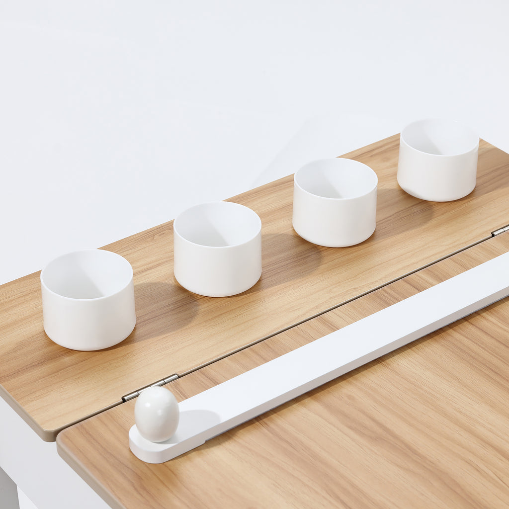 Kindertisch-Set mit 2 Stühlen, Papierrolle und Stauraum, Weiß/Natur