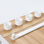 Kindertisch-Set mit 2 Stühlen, Papierrolle und Stauraum, Weiß/Natur