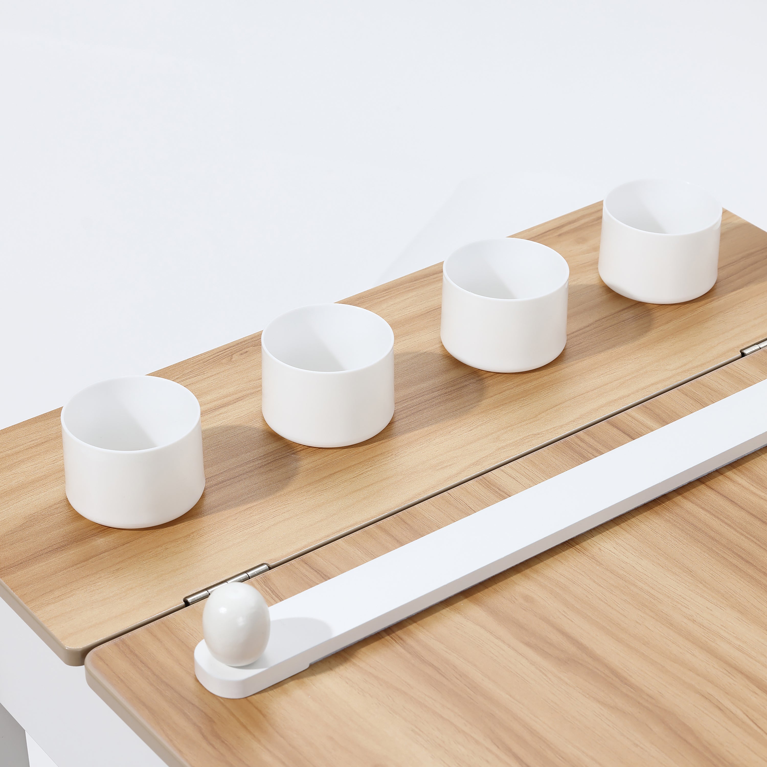 Kindertisch-Set mit 2 Stühlen, Papierrolle und Stauraum, Weiß/Natur