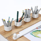 Kindertisch-Set mit 2 Stühlen, Papierrolle und Stauraum, Weiß/Natur