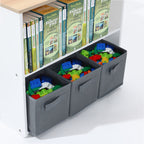 Kindertisch-Set mit 2 Stühlen, Papierrolle und Stauraum, Weiß/Natur