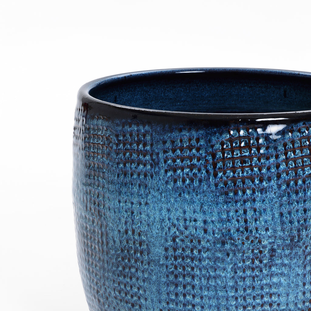 Ocean Blue Keramik-Pflanzentopf rund