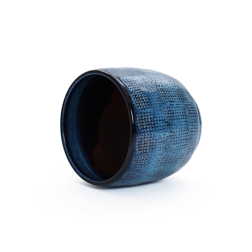 Ocean Blue Keramik-Pflanzentopf rund