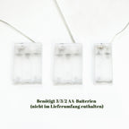 3er-Set LED-Geschenkboxen – Weihnachtsdeko in silber mit roten Schleifen und Beeren – Batteriebetrieben