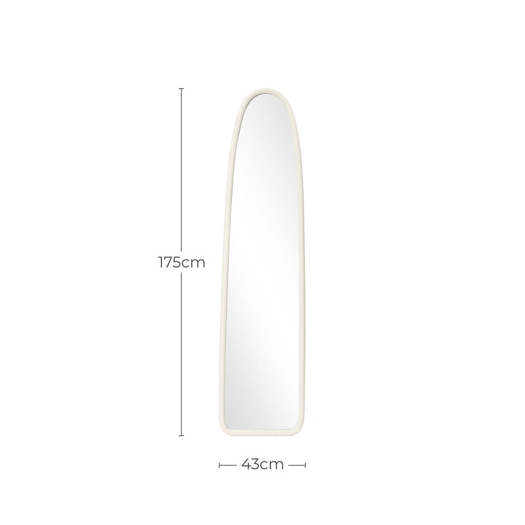 Schmaler Bogen-Form Ganzkörper-Spiegel in Weiß – Moderner Standspiegel für Schlafzimmer & Ankleidezimmer