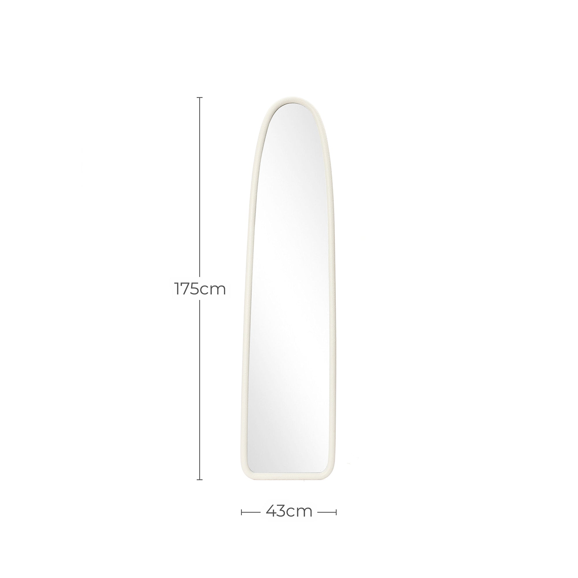 Schmaler Bogen-Form Ganzkörper-Spiegel in Weiß – Moderner Standspiegel für Schlafzimmer & Ankleidezimmer