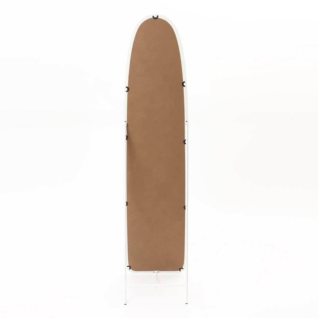 Schmaler Bogen-Form Ganzkörper-Spiegel in Weiß – Moderner Standspiegel für Schlafzimmer & Ankleidezimmer