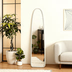 Schmaler Bogen-Form Ganzkörper-Spiegel in Weiß – Moderner Standspiegel für Schlafzimmer & Ankleidezimmer