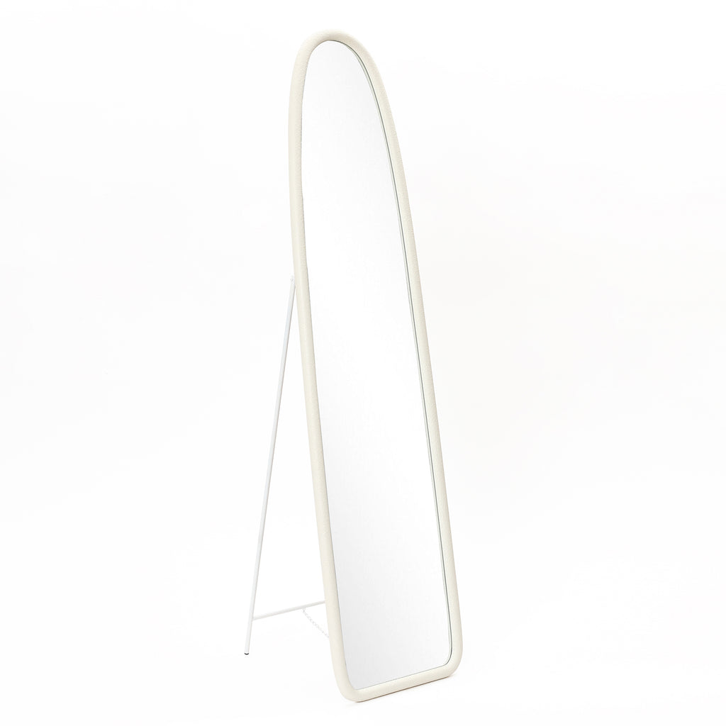 Schmaler Bogen-Form Ganzkörper-Spiegel in Weiß – Moderner Standspiegel für Schlafzimmer & Ankleidezimmer