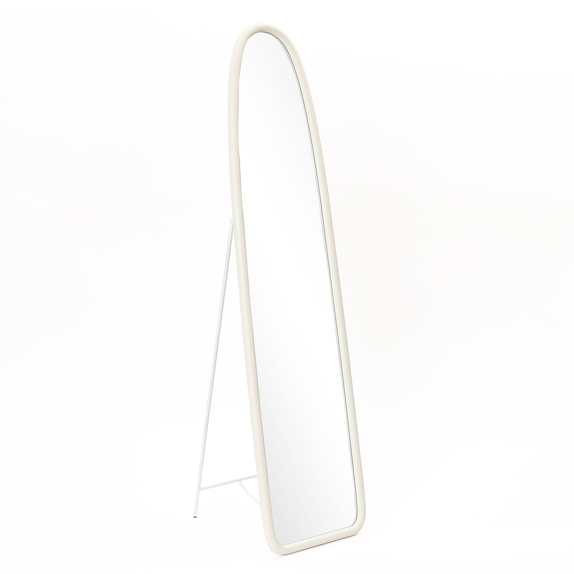 Schmaler Bogen-Form Ganzkörper-Spiegel in Weiß – Moderner Standspiegel für Schlafzimmer & Ankleidezimmer