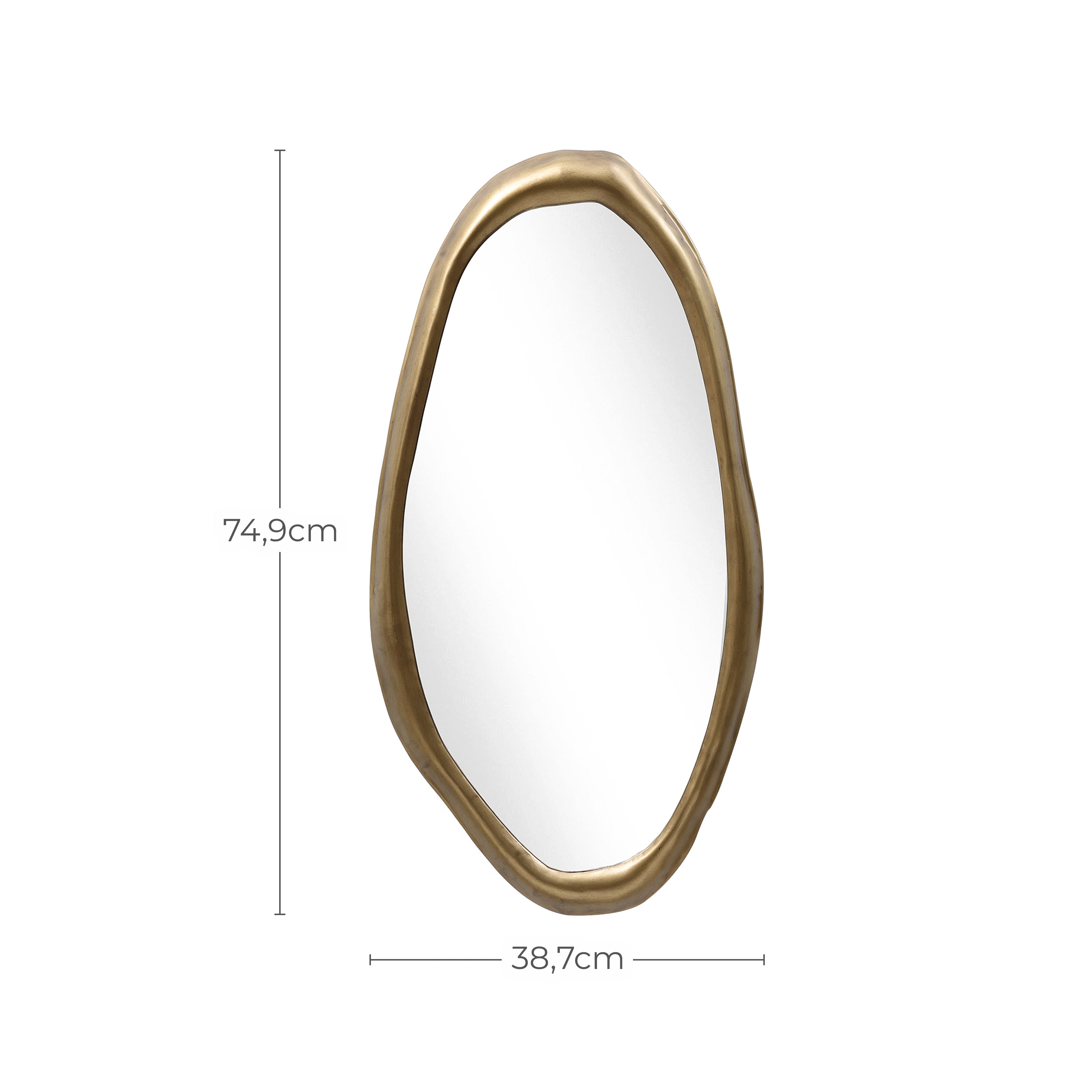 Irreguläre Fluid-Gold Wandspiegel – Deko-Spiegel mit Organic Design für Wohnraum