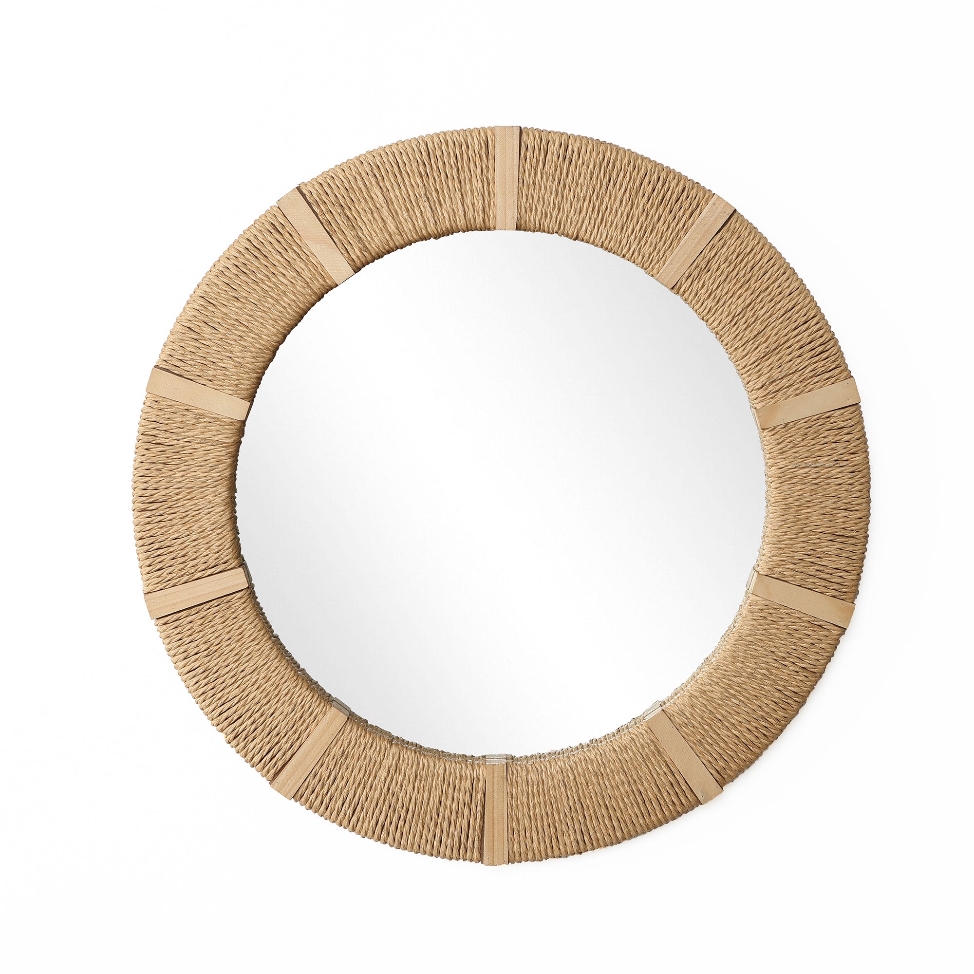Runder Seegras-Wandspiegel – Naturstil Deko-Spiegel mit Organic Rahmen für Wohnraum