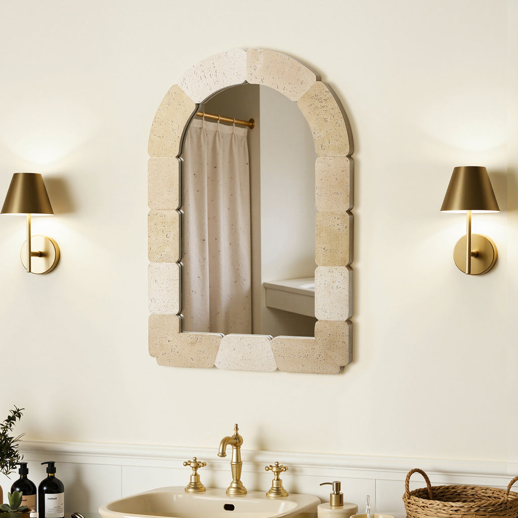 Arkaden-Form Ganzkörper-Spiegel – Steinmuster 拼接 Rahmen Deko-Spiegel für Wohnraum