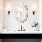 Elliptischer Steinmuster Wandspiegel – Ganzkörper-Spiegel mit Texturiertem Rahmen für Wohnraum