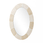 Elliptischer Steinmuster Wandspiegel – Ganzkörper-Spiegel mit Texturiertem Rahmen für Wohnraum