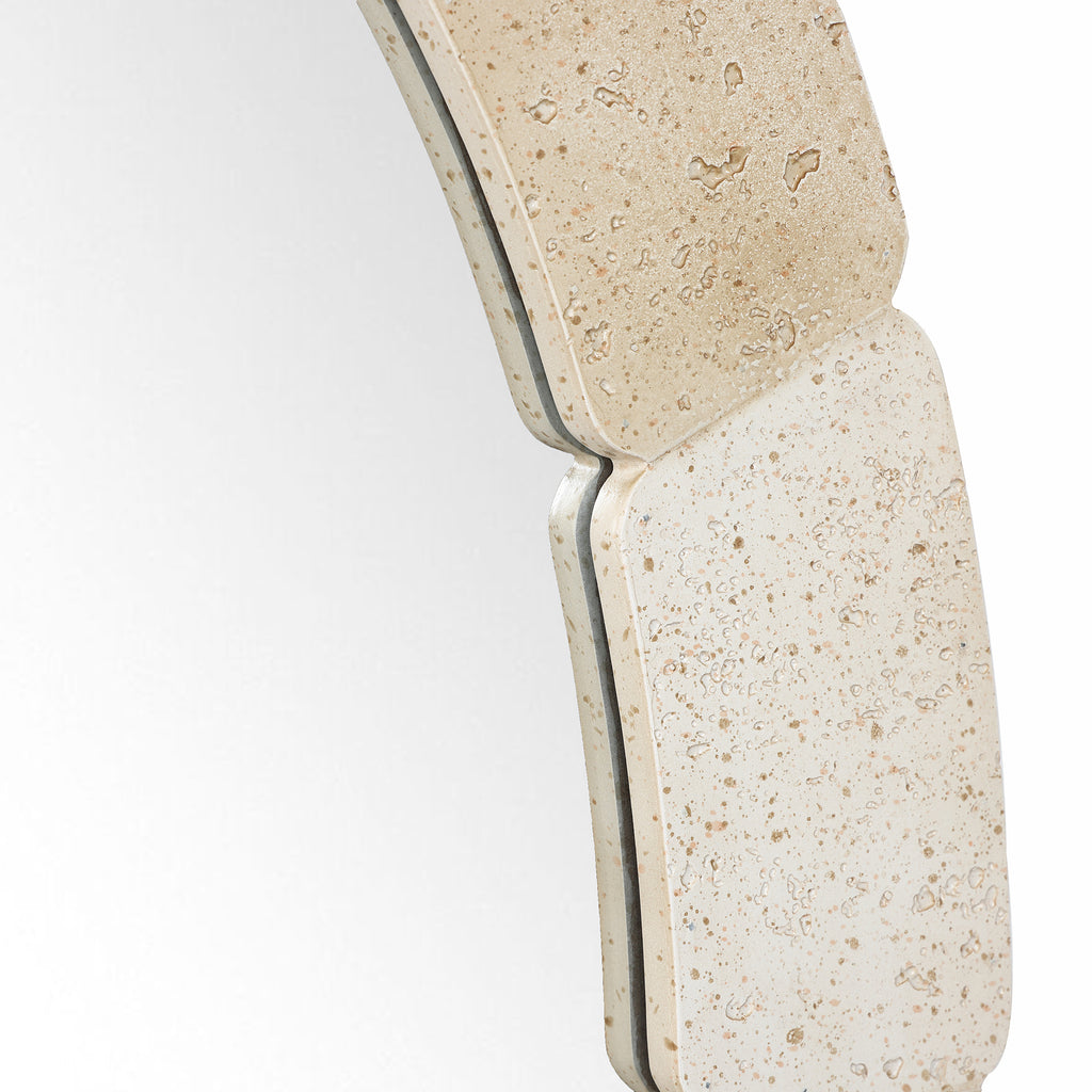 Elliptischer Steinmuster Wandspiegel – Ganzkörper-Spiegel mit Texturiertem Rahmen für Wohnraum