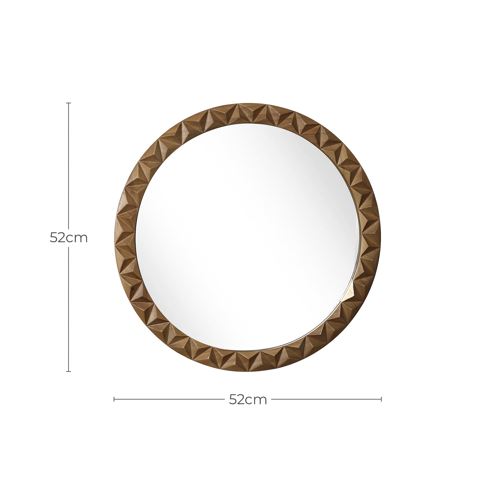 Runder 3D-Geometrie Holz-Wandspiegel – Deko-Spiegel mit Strukturiertem Rahmen für Wohnraum