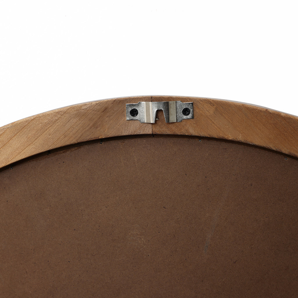 Runder 3D-Geometrie Holz-Wandspiegel – Deko-Spiegel mit Strukturiertem Rahmen für Wohnraum