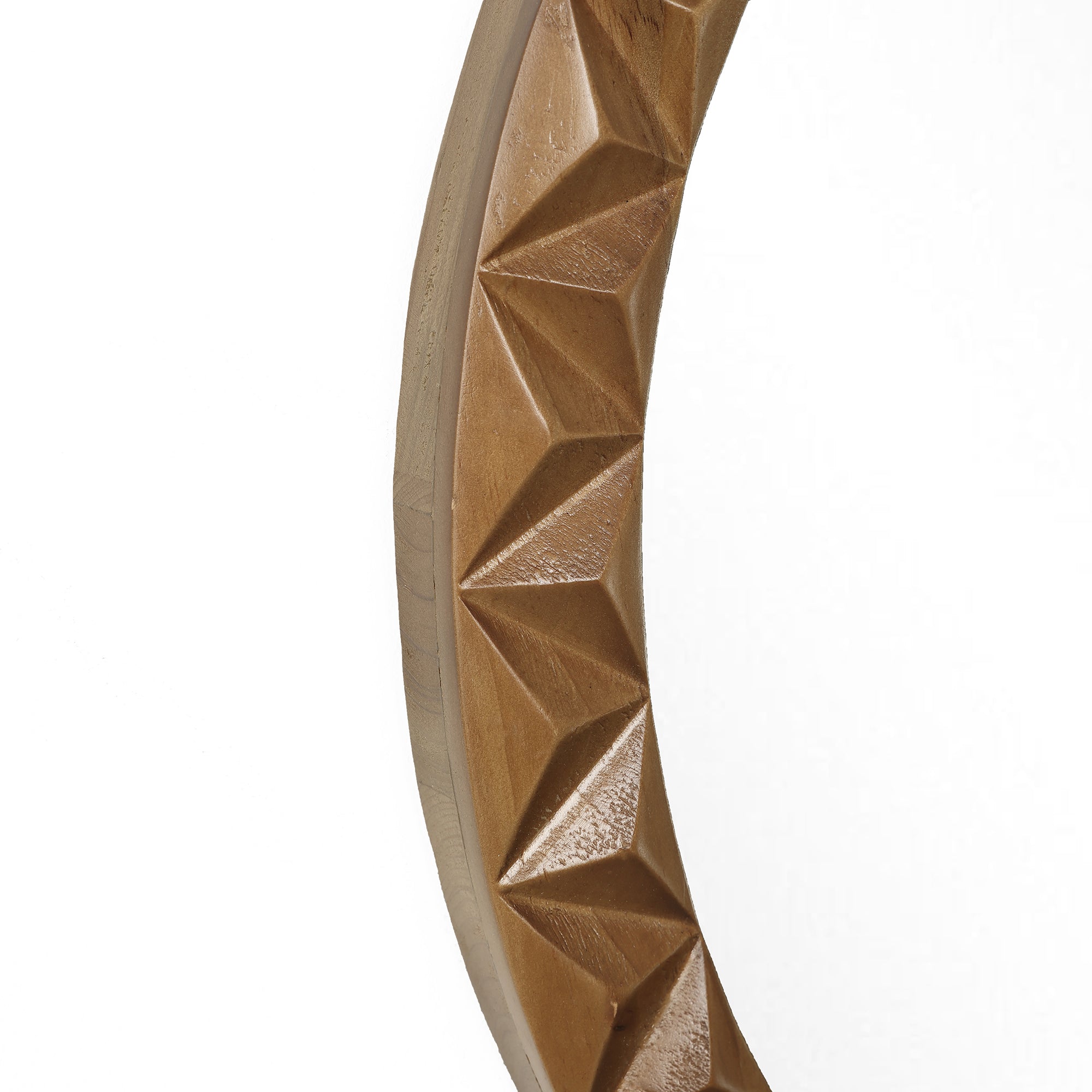 Runder 3D-Geometrie Holz-Wandspiegel – Deko-Spiegel mit Strukturiertem Rahmen für Wohnraum