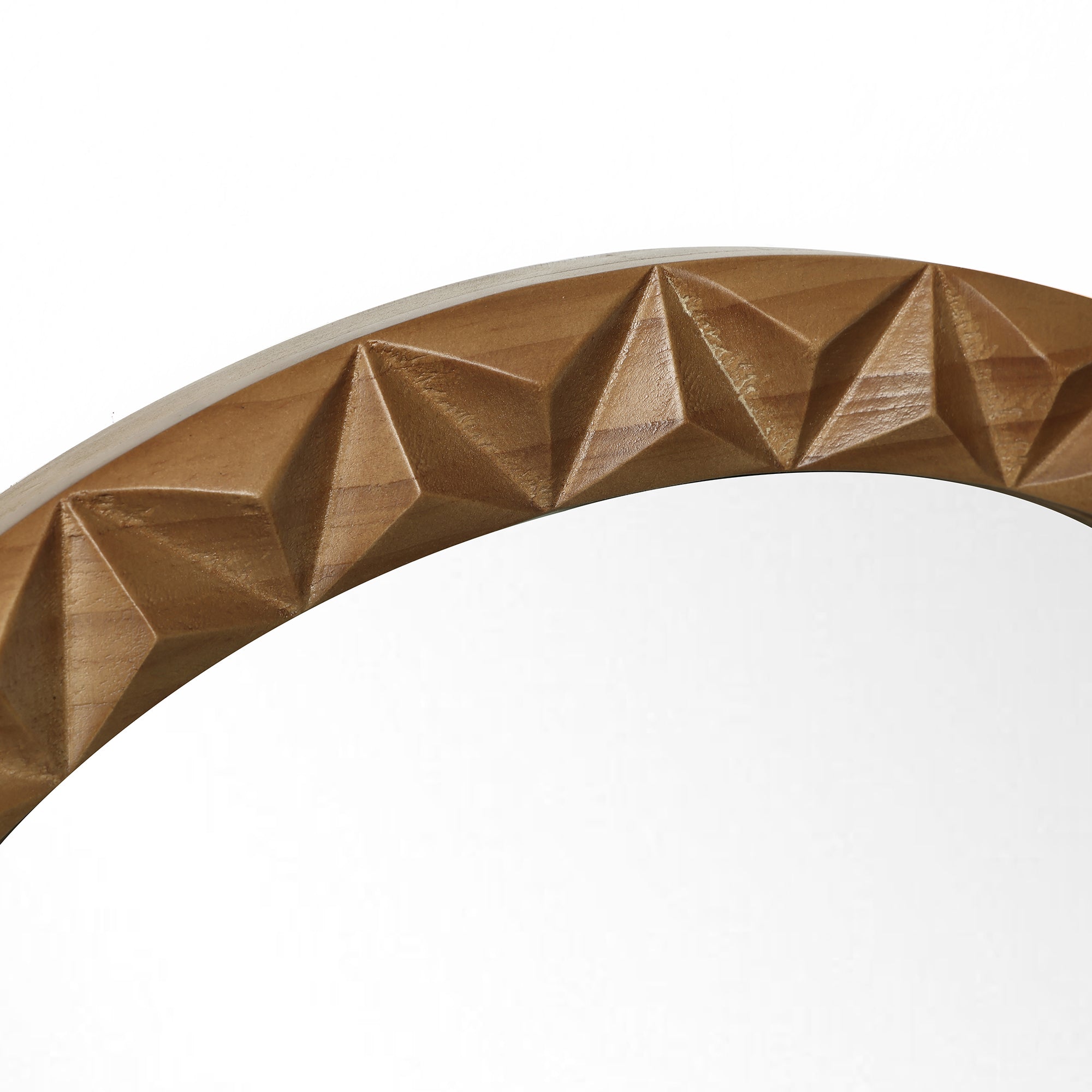 Runder 3D-Geometrie Holz-Wandspiegel – Deko-Spiegel mit Strukturiertem Rahmen für Wohnraum